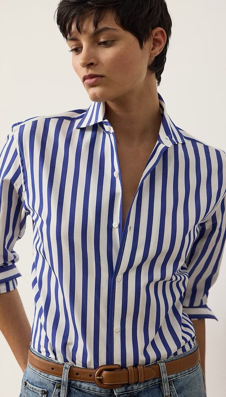 Ralph Lauren Collection Blue White Cotton Button Down 10